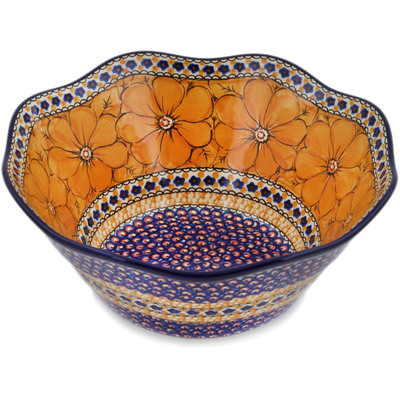 Polish Pottery Bowl 10&quot; Marigold Dreams UNIKAT