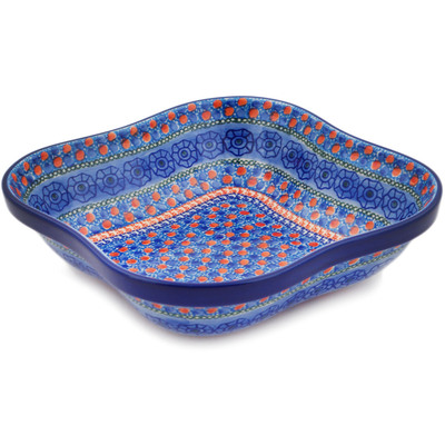 Polish Pottery Bowl 10&quot; Midnight Tango UNIKAT