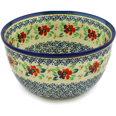 Polish Pottery Bowl 10&quot; Nightingale Flower