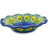 Polish Pottery Bowl 10&quot; Pansies Field UNIKAT