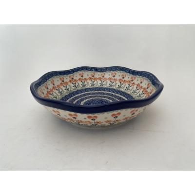 Polish Pottery Bowl 10&quot; Peach Spring Daisy