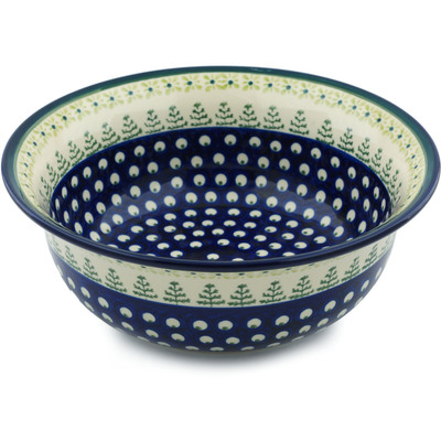 Polish Pottery Bowl 10&quot; Peacock In The Pines