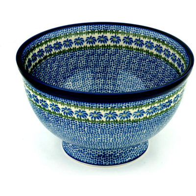 Polish Pottery Bowl 10&quot; Polka Dot Daisy