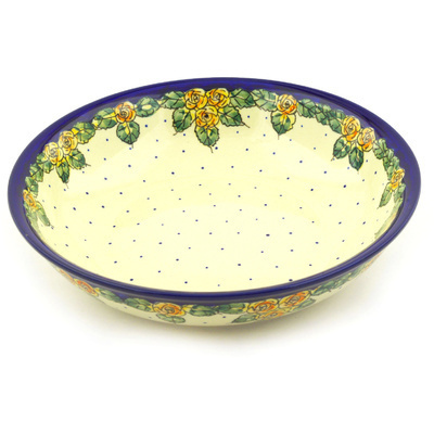 Polish Pottery Bowl 10&quot; Red Cabbage Roses