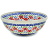Polish Pottery Bowl 10&quot; Red Flower Meadow