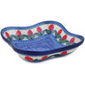 Polish Pottery Bowl 10&quot; Red Tulip Circle UNIKAT