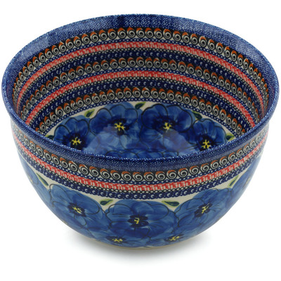 Polish Pottery Bowl 10&quot; Regal Bouquet UNIKAT
