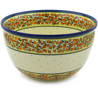 Polish Pottery Bowl 10&quot; Russett Floral