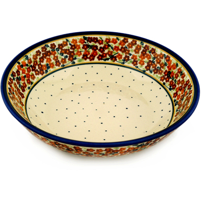 Polish Pottery Bowl 10&quot; Russett Floral