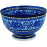 Polish Pottery Bowl 10&quot; Shades Of Blue UNIKAT