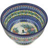 Polish Pottery Bowl 10&quot; Solo Hummingbird UNIKAT