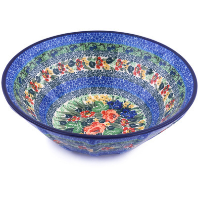 Polish Pottery Bowl 10&quot; Splendid Meadow UNIKAT