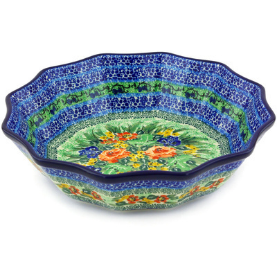 Polish Pottery Bowl 10&quot; Splendid Meadow UNIKAT