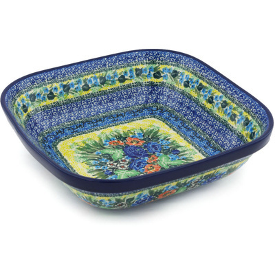 Polish Pottery Bowl 10&quot; Splendid Meadow UNIKAT