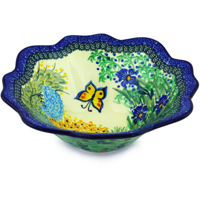 Polish Pottery Bowl 10&quot; Spring Garden UNIKAT