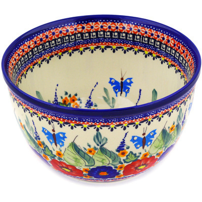 Polish Pottery Bowl 10&quot; Spring Splendor UNIKAT