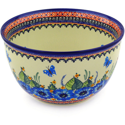 Polish Pottery Bowl 10&quot; Summer Splendor UNIKAT