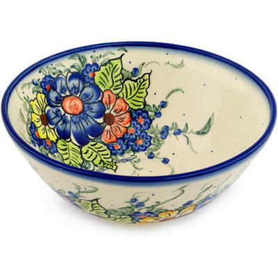 Polish Pottery Bowl 10&quot; Summertime Blues UNIKAT