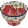 Polish Pottery Bowl 10&quot; Sweet Red Petals UNIKAT