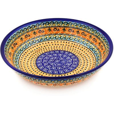 Polish Pottery Bowl 10&quot; Terra Cotta UNIKAT