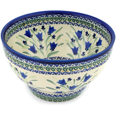 Polish Pottery Bowl 10&quot; Tulip Fields UNIKAT
