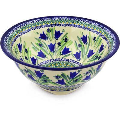 Polish Pottery Bowl 10" Tulip Fields UNIKAT
