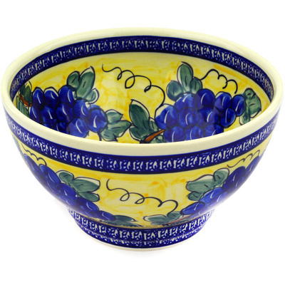 Polish Pottery Bowl 10&quot; Tuscan Grapes
