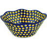 Polish Pottery Bowl 10&quot; Yellow Dots