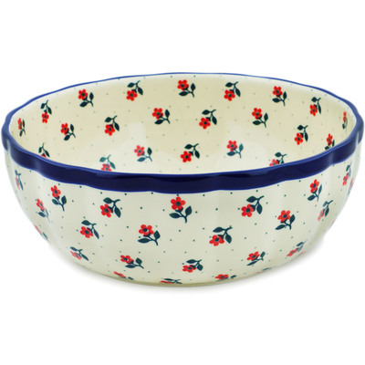 Polish Pottery Bowl 11&quot; Auntie Em Scarlet