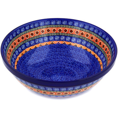 Polish Pottery Bowl 11&quot; Aztec Night