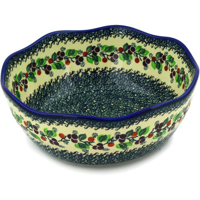 Polish Pottery Bowl 11&quot; Berry Garland
