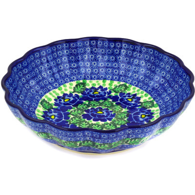 Polish Pottery Bowl 11&quot; Blue Bliss