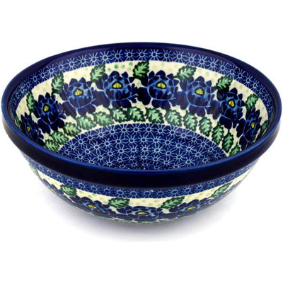 Polish Pottery Bowl 11&quot; Blue Bliss