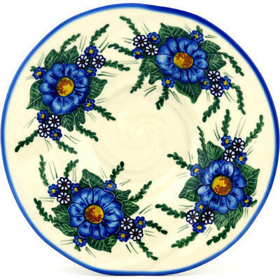 Polish Pottery Bowl 11&quot; Blue Bouquet
