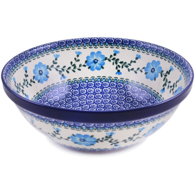 Polish Pottery Bowl 11&quot; Blue Buttercup