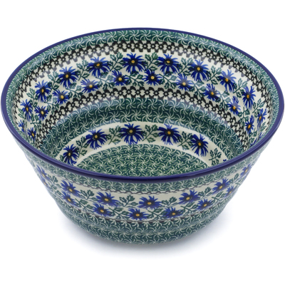 Polish Pottery Bowl 11&quot; Blue Chicory