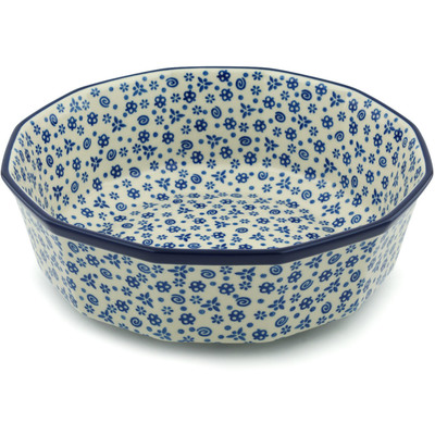 Polish Pottery Bowl 11" Blue Confetti