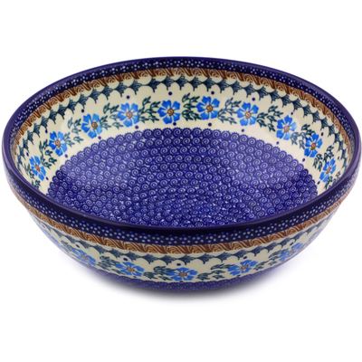 Polish Pottery Bowl 11&quot; Blue Cornflower