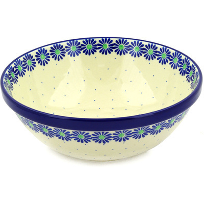 Polish Pottery Bowl 11" Blue Daisy Chain