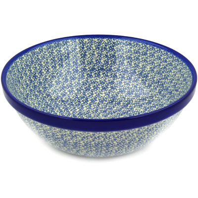 Polish Pottery Bowl 11&quot; Blue Frenzy