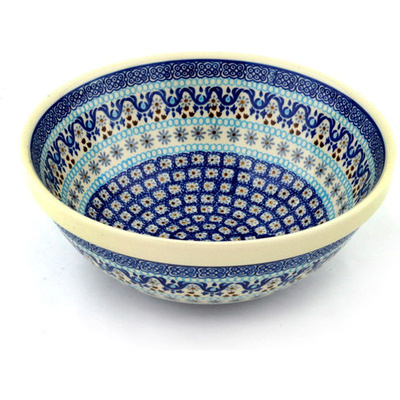 Polish Pottery Bowl 11" Blue Ice