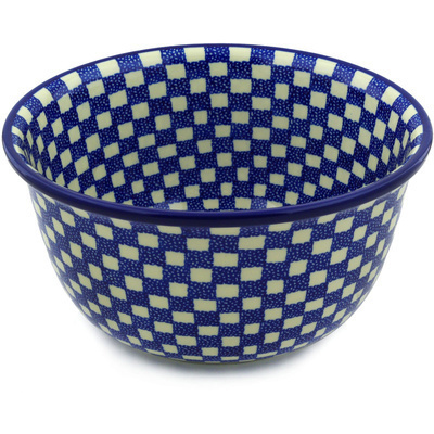 Polish Pottery Bowl 11&quot; Blue Picnic