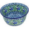 Polish Pottery Bowl 11&quot; Blue Rooster UNIKAT