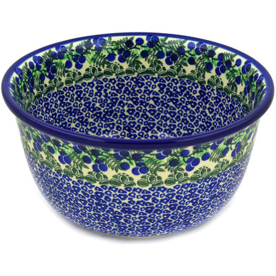 Polish Pottery Bowl 11&quot; Blueberry Fields Forever