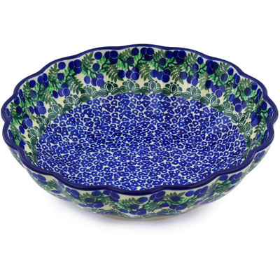 Polish Pottery Bowl 11&quot; Blueberry Fields Forever