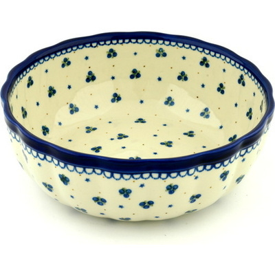 Polish Pottery Bowl 11&quot; Blueberry Stars