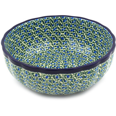 Polish Pottery Bowl 11&quot; Blueberry Vine
