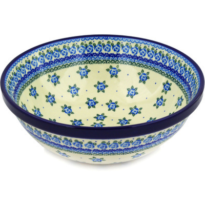 Polish Pottery Bowl 11&quot; Bluebuds