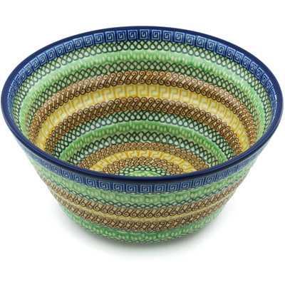 Polish Pottery Bowl 11&quot; Braided Rug