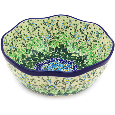 Polish Pottery Bowl 11&quot; Bridal Bouquet UNIKAT